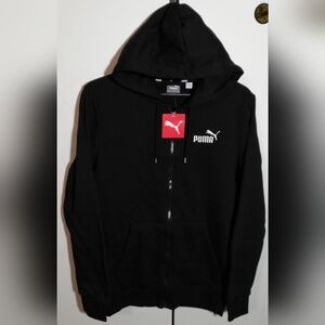 PUMA TREFOIL ESSENTIAL FULLZIP HOODIE TRIPLE BLACK MEN SZ SMALL BRAND NEW IN BOX